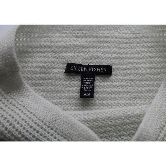 Eileen Fisher Italian Cashmere Funnel Neck Box-Top Mist Size Medium - Picture 10 of 11